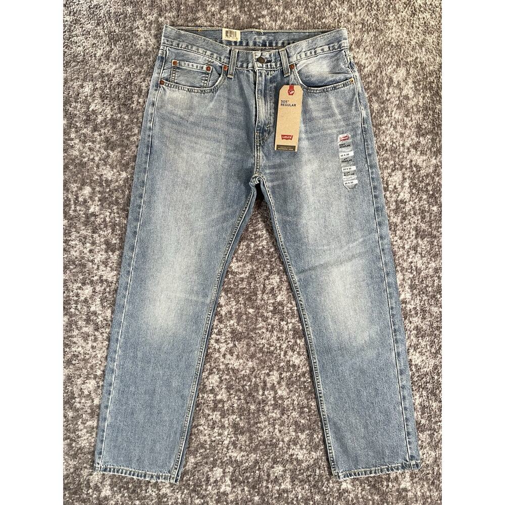 NWT Levis 505 Mens Jeans Regular Fit Straight Leg 32X32 Denim Blue Fit 31x29